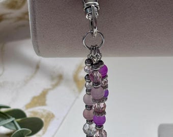 Lilac Fizz Keychain | Purple & Pink Beaded Bag Charm | Handmade Beaded Keyring Gift