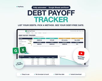 Debt Payoff Tracker Spreadsheet, Snowball & Avalanche Calculator (Google Sheets, Excel)