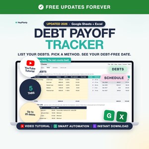 Debt Payoff Tracker Spreadsheet, Debt Snowball and Avalanche Calculator, Debt Tracker (Google Sheets, Excel) image 1