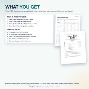 Chore Chart Printable Bundle, Kids and Family Chore Charts, Weekly, Daily Routine, Allowance, Reward Chart (PDF, Google Sheets) image 7