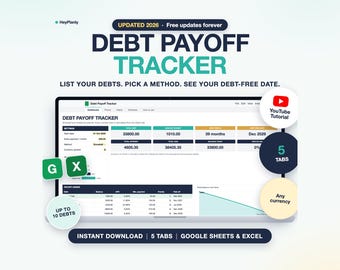 Debt Payoff Tracker Spreadsheet, Snowball & Avalanche Calculator (Google Sheets, Excel)