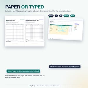Chore Chart Printable Bundle, Kids and Family Chore Charts, Weekly, Daily Routine, Allowance, Reward Chart (PDF, Google Sheets) image 4