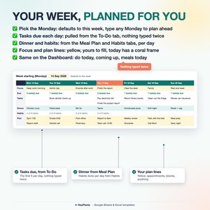 Life Planner Spreadsheet, Budget, Habit Tracker, To Do List, Goals, Weekly Planner (Google Sheets, Excel) imagen 7