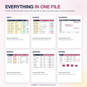 Salon Appointment Book & Client Record Book Spreadsheet, Client Tracker, Hairstylist Appointment Book, Income Log (Google Sheets, Excel) image 8