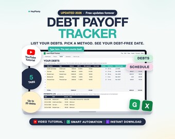 Debt Payoff Tracker Spreadsheet, Snowball & Avalanche Calculator (Google Sheets, Excel)