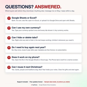 Christmas Planner Spreadsheet, Gift Tracker, Holiday Budget, To Do Countdown (Google Sheets, Excel) image 11