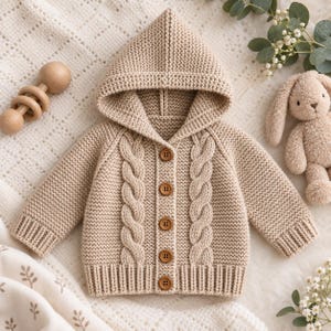 Cozy Cable Knit Baby Jacket Pattern | Pixie Hood Sweater Guide | Newborn Handmade Cardigan
