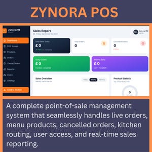 Zynora POS-system | Programvara för restaurangbeställningar, menyer och försäljning