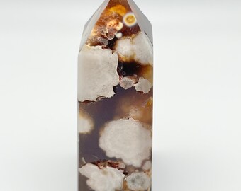 Flower Agate Tower Obelisk | Cherry Blossom Crystal | Manifestation & Dreams