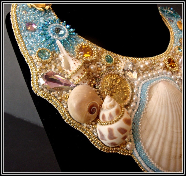 Bib Necklace Clamshell Necklace Mermaid Necklace Beach Etsy