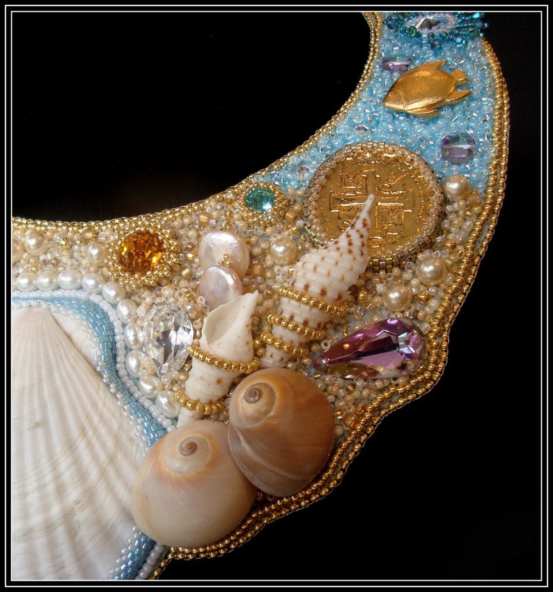 Bib Necklace Clamshell Necklace Mermaid Necklace Beach Etsy