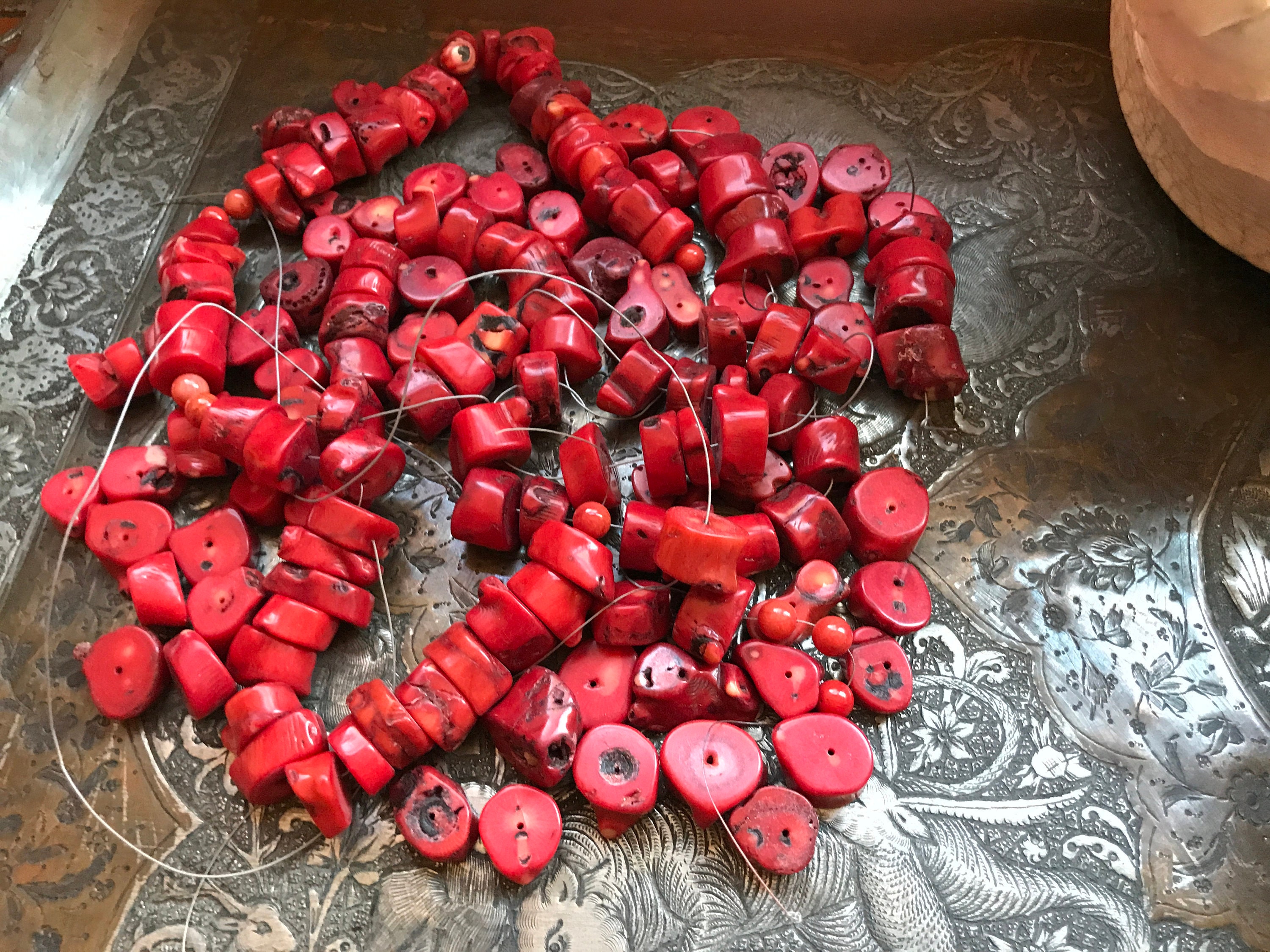 LARGE DYED CORAL Beads A Few Large Strands of Dyed Red Coral Etsy