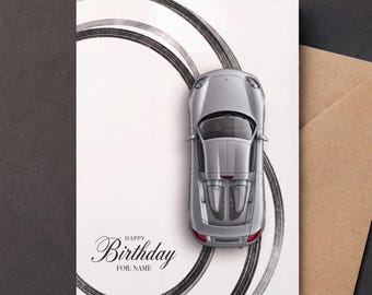 Biglietto d'auguri Porsche Carrera GT / Personalizzato con nome / Regalo per amanti delle supercar (Biglietto 5x7")