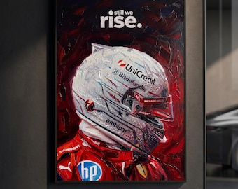 Lewis Hamilton Still We Rise Poster | F1 Motivational Quote Print | Impasto Oil Painting Motorsport Wall Art | Racing Decor | F1 Gift