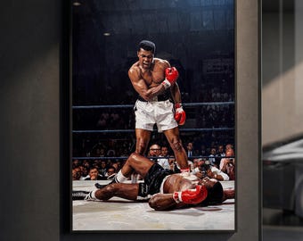 Muhammad Ali Poster | Boxing Legend Knockout Print | Impasto Oil Painting Sports Wall Art | Classic Boxing Decor | Boxing Fan Gift