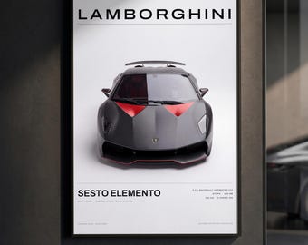Poster della Lamborghini Sesto Elemento / Arte Hypercar / Regalo per appassionati di auto