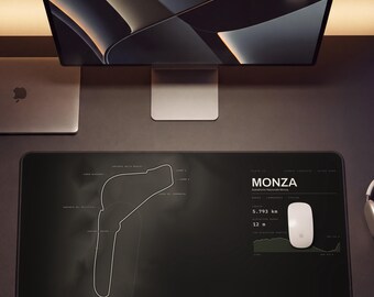 Tappetino da scrivania Monza, mappa del circuito di Monza, grafica del tracciato di F1, tappetino per mouse da corsa, regalo a tema motorsport, accessorio da scrivania