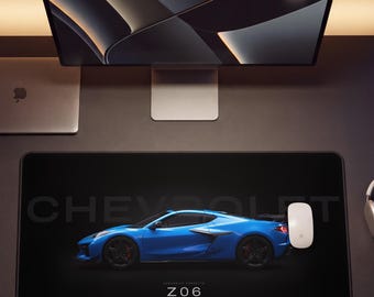 Tappetino da scrivania Chevrolet Corvette C8 Z06 / Tappetino per mouse da gioco di grandi dimensioni / Regalo per appassionati di supercar