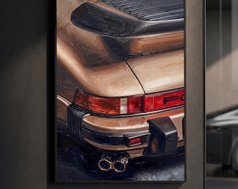 Porsche 911 Poster | Classic Supercar Print | Impasto Oil Painting Automotive Wall Art | Vintage Porsche Decor | Car Enthusiast Gift
