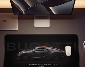Tappetino da scrivania Bugatti Chiron Super Sport 300+ / Tappetino per mouse da gioco di grandi dimensioni / Regalo per appassionati di supercar