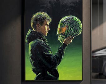 Affiche Lando Norris « Toi contre Toi » | Art F1 inspirant | Peinture à l'huile impasto | Décoration murale sport automobile | Décoration introspective | Cadeau pour fan de F1