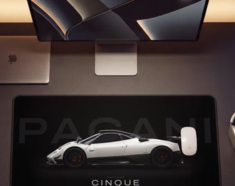Tappetino da scrivania Pagani Zonda Cinque / Tappetino per mouse da gioco di grandi dimensioni / Regalo per appassionati di supercar