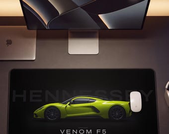 Tappetino da scrivania Hennessey Venom F5 / Tappetino per mouse da gioco di grandi dimensioni / Regalo per appassionati di supercar