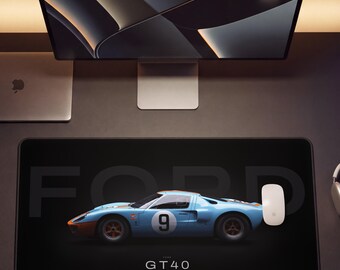 Tappetino da scrivania Ford GT40 / Tappetino per mouse da gioco di grandi dimensioni / Regalo per appassionati di supercar