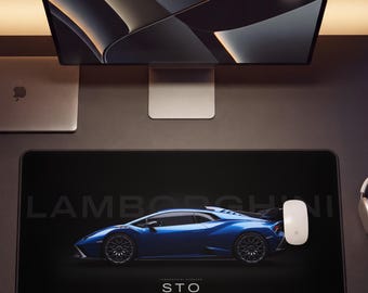 Tappetino da scrivania Lamborghini Huracán STO / Tappetino per mouse da gioco grande / Regalo per gli appassionati di supercar
