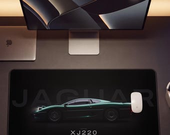 Tappetino da scrivania Jaguar XJ220 / Tappetino per mouse da gioco di grandi dimensioni / Regalo per appassionati di supercar
