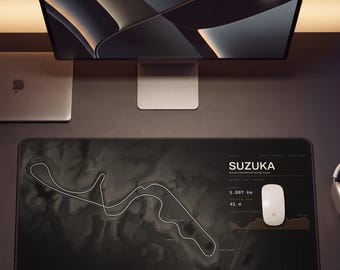 Tappetino da scrivania di Suzuka, mappa del circuito di Suzuka, grafica del tracciato di F1, tappetino per mouse da corsa, regalo a tema motorsport, accessorio da scrivania