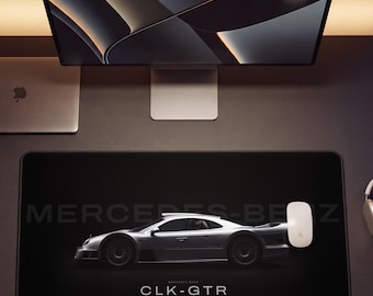 Tappetino da scrivania Mercedes-Benz CLK-GTR / Tappetino per mouse da gioco di grandi dimensioni / Regalo per appassionati di supercar