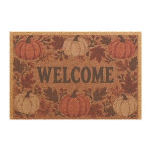 Pumpkin & Leaves Welcome Doormat | Fall Autumn Coir Mat