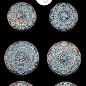Set of 6 - Texico Turquoise Saddle Set