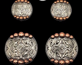 Paire De Conchos Jérémie Watt Cœur Bronze Blanc - Modèle Water Lilly, Boucle Dos Hippie, 1 3/4, Fabriqué USA