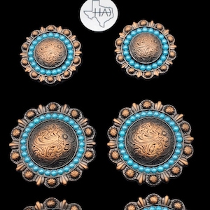 6er Set Sattel concho ACP Türkis Cabs