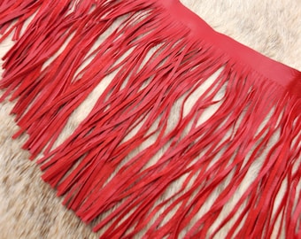 Fringe Red Leather 36" x 6" Top Grain Supple Leather