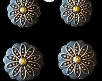 Set of 6 - Midnight Bloom Saddle Concho set