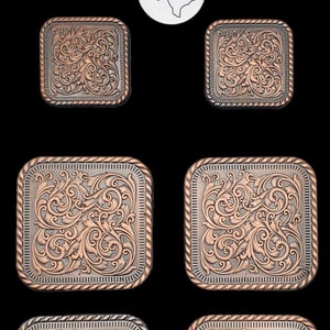 Set di 6 - Set di selle Florid square concho ant copper (1/1.5)