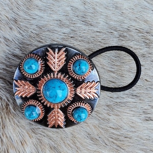 Feathered Turquoise Ponytail Holder