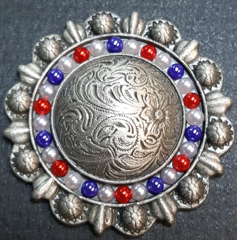 Saddle Concho Set Red White and Blue Cabs set of 6 Etsy