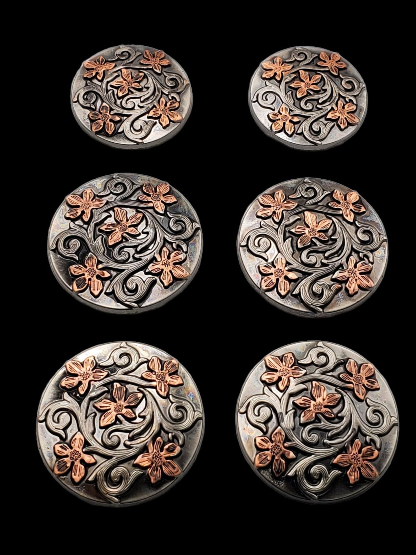 Wildflower Saddle Concho Set Antique Nickel and Copperset of Etsy Canada