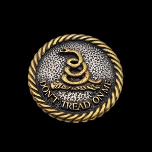 1-1/4&quot; Don&#39;t Tread on Me Screw-back Concho, sterling & gold plated