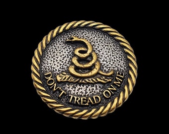1-1/4&quot; Don&#39;t Tread on Me Screw-back Concho, sterling & gold plated