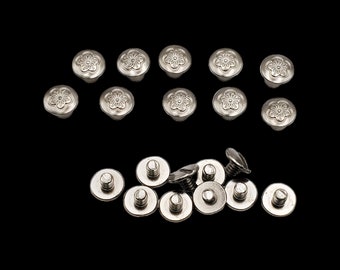 Tornillos Chicago con diseño floral de 1/4" niquelados (paquete de 10)