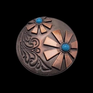 1-1/2" New West Screwback Concho ANP/ACP and turquoise cabochons