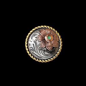 1&quot; Floral Rope Edge Tri-Color Screw-back Concho