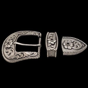 1-1 / 2 "Frisco 3-teiliges Schnallenset Antik Sterling überzogen