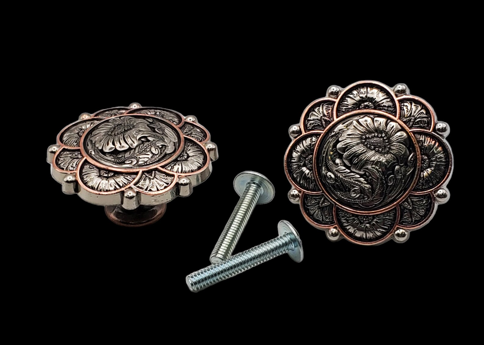 Ransom Rose Knobs pair Nickel and Copper Etsy