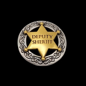 1-1/8&quot; Engraved Border Deputy Sheriff HRSPGP Screw-back Concho
